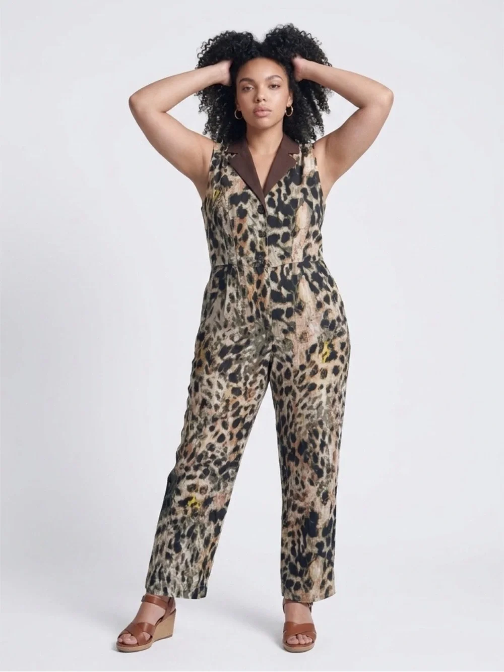 Louis Féraud 100% Silk Leopard Print Jumpsuit - Picture 1 of 15